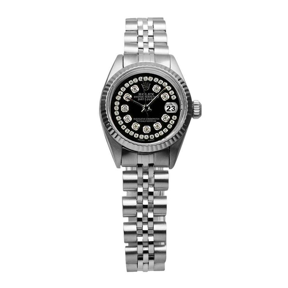 Rolex Black Double Ss Jubilee Bracelet Lady Datejust Watch Rolex