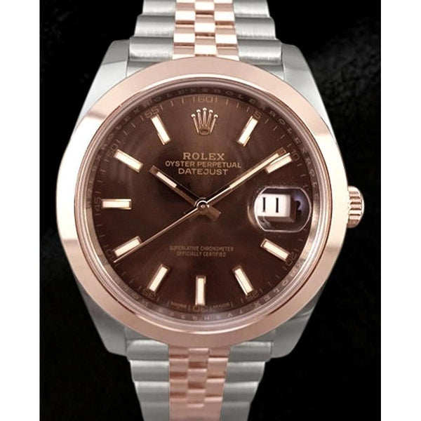 Rolex Date Just 2 Chocolate Dial 41 Mm Ss & Rose Gold Gents Watch Rolex