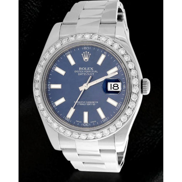 Rolex Date Just Ii 41 Mm Blue Dial Mens Watch Ss Bracelet Rolex