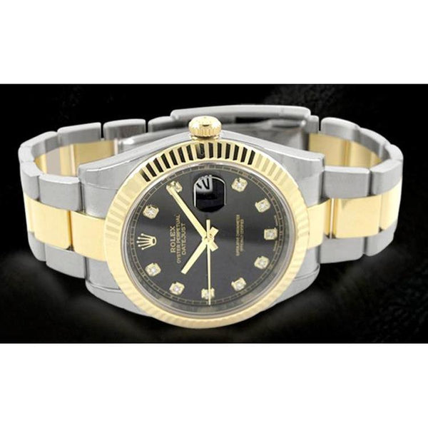 Rolex Date Just Ii 41 Mm Diamond Dial Gents Watch Ss & Gold Bracelet Rolex