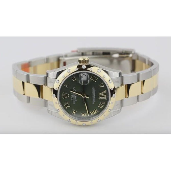 Rolex Datejust 31 Mm Midsize Watch Green Dial Ss & Yellow Gold Rolex