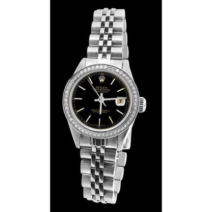 Rolex Datejust Black Stick Dial Lady Watch Ss Jubilee Bracelet Rolex