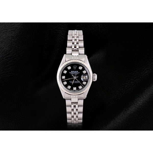 Rolex Datejust Diamond Dial Fluted Bezel Ladies Watch Ss Jubilee Rolex