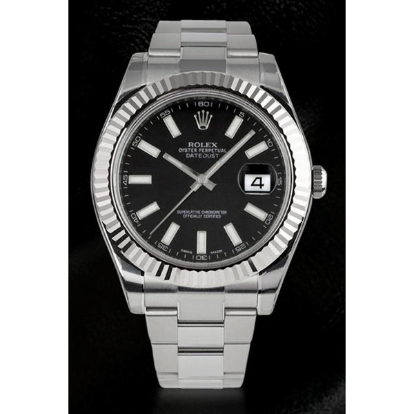 Rolex Datejust Ii 41 Mm Mens Watch Black Dial Ss With 18K White Rolex