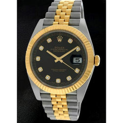 Rolex Datejust Ii 41Mm Gents Watch Black Diamond Dial Ss With Gold