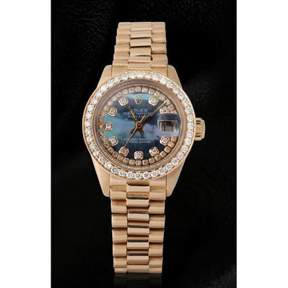 Rolex Datejust Ladies Watch Mother Of Pearl String Diamond Dial Yg Rolex