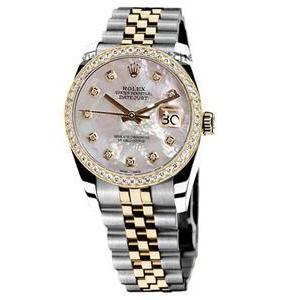 Rolex Datejust Men Watch Pearlized Mop Diamond Dial Two Tone QUICK SET