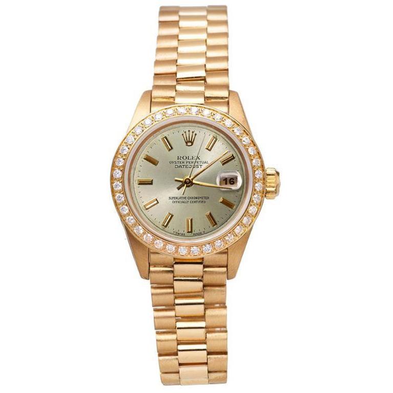 Rolex Datejust President Style Watch Ivory Color Diamond Bezel Rolex