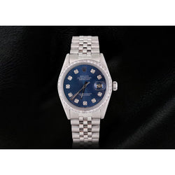 Rolex Datejust Ss Jubilee Bracelet Men'S Watch Blue Diamond Dial
