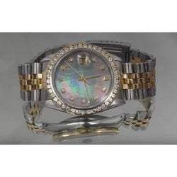 Rolex Datejust Watch 3.5 Carats Custom Diamond Bezel Two Tone QUICK SET