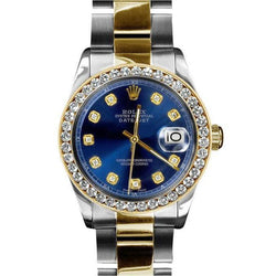 Rolex Datejust Watch Diamond Bezel Oyster Bracelet Gold And Ss QUICK SET