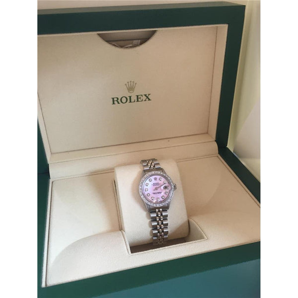 Rolex Datejust Watch Mother Of Pearl Dial Diamond Bezel Ss Watch Bezel