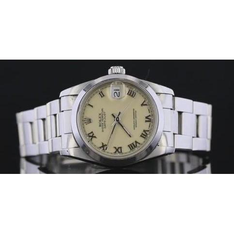 Rolex Datejust Watch Roman Dial Smooth Bezel Stainless Steel Midsize Watch Bezel