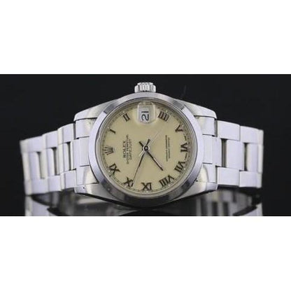 Rolex Datejust Watch Roman Dial Smooth Bezel Stainless Steel Midsize Watch Bezel