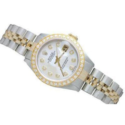 Rolex Datejust White Mop Diamond Dial Lady Watch Bracelet Two Tone