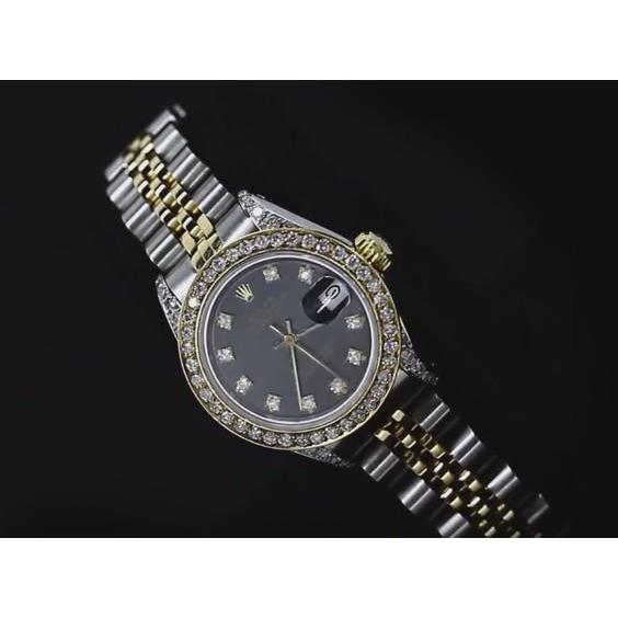 Rolex Datejust Women Watch Custom Diamond Dial Two Tone Rolex