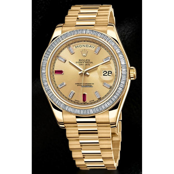 Rolex Day Date 2 41 Mm Yellow Gold Mens Watch Diamond Bezel Watch Bezel