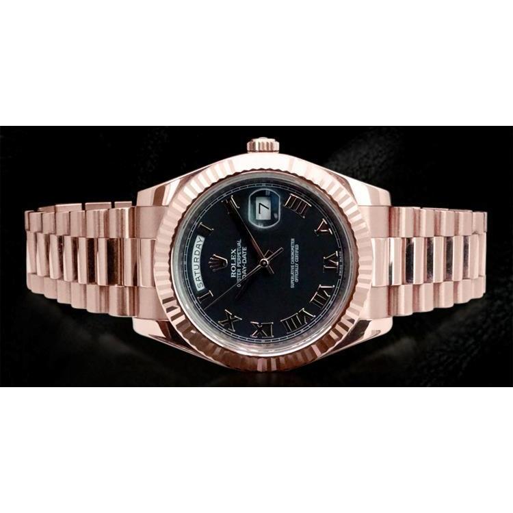 Rolex day date outlet rose gold black dial