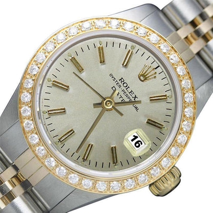Rolex Diamond Bezel White Stick Dial Watch Ss G Jubilee Bracelet Rolex