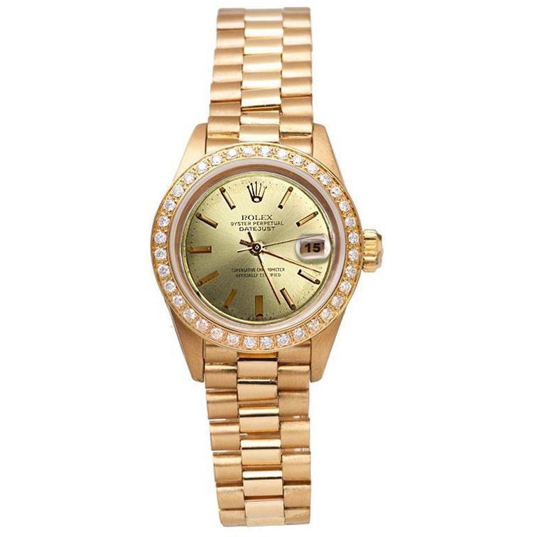 Rolex Dj Watch Presidential Style Champagne Stick Dial  Bezel Rolex