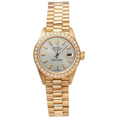 Rolex Dj White Stick Dial President Style Watch Diamond Bezel Gold Rolex