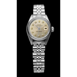 Rolex Lady Datejust Silver Watch Ss Jubilee Bracelet Fluted Bezel