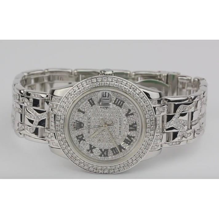 natural round diamond 10ct watch front view