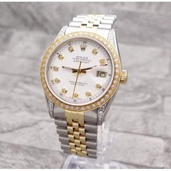 Rolex Two Tone Jubilee Bracelet Watch 36 Mm Dj White Diamond Dial Bezel