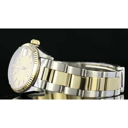 Rolex Watch Oyster Bracelet Fluted Bezel Gold & Ss Datejust Mid Watch Bezel