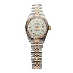 Rolex White Stick Dial Very Fine Ladies Yellow Gold Watch Jubilee