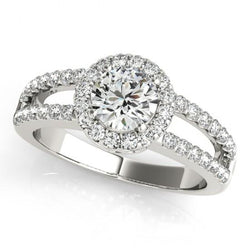 Natural  Diamond Halo Double Row Engagement Fancy Ring 1.60 Carat WG 14K