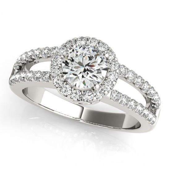 Round 1.60 Ct. Diamonds Double Row Engagement Fancy Ring Halo White Gold 14K Halo Ring