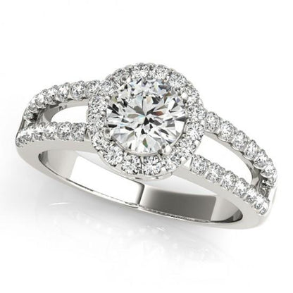 Round 1.60 Ct. Diamonds Double Row Engagement Fancy Ring Halo White Gold 14K Halo Ring