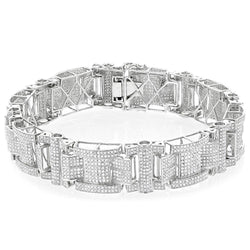 Round 24 Carats Diamond Men Bracelet Solid White Gold 14K Jewelry