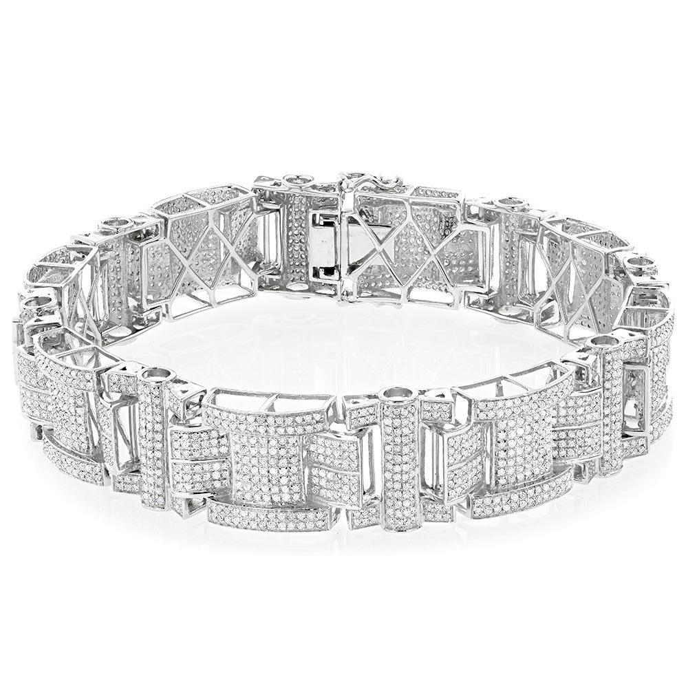 Round 24 Carats Diamond Men Bracelet Solid White Gold 14K Jewelry Mens Bracelet