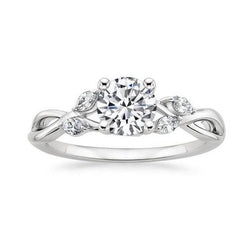 Real  Round And Marquise Cut Diamonds 3.50 Carats Engagement Ring WG 14K