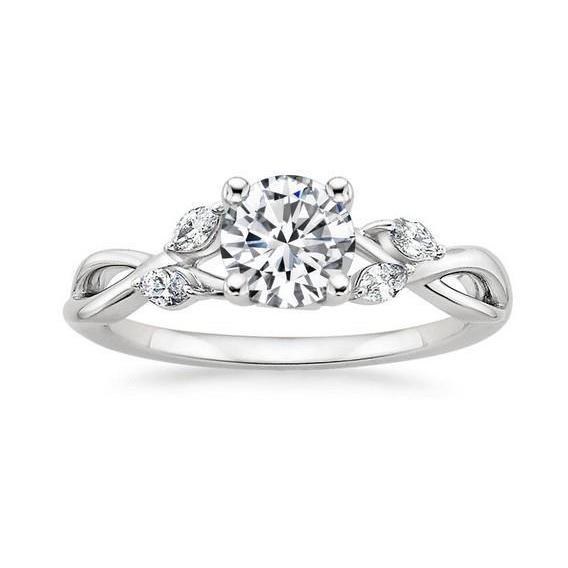 Round And Marquise Cut Diamonds 3.50 Carats Ring 14K White Gold Ring