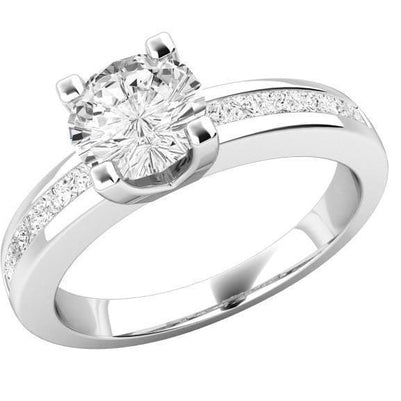 Round And Princess  Lady’s Brilliant Engagement Wedding Solitaire Ring with Accents White Gold Diamond