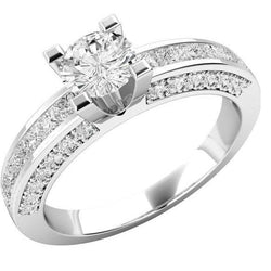 Round And Princess Cut 5 Ct Real Natural Earth Mined Diamond Solitaire Ring With Accents