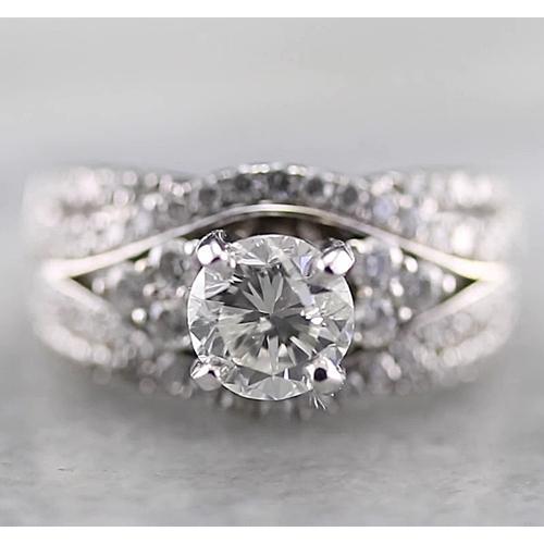 Round Anniversary Ring 2 Carats Fancy White Gold 14K