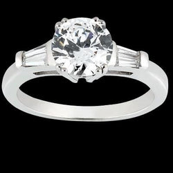 Round & Baguette Diamond 1.91 Carat Three Stone Style Engagement Ring