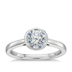 1.20 Ct Round Bezel Set Natural Earth Mined Diamond Wedding Solitaire Ring White Gold 14K