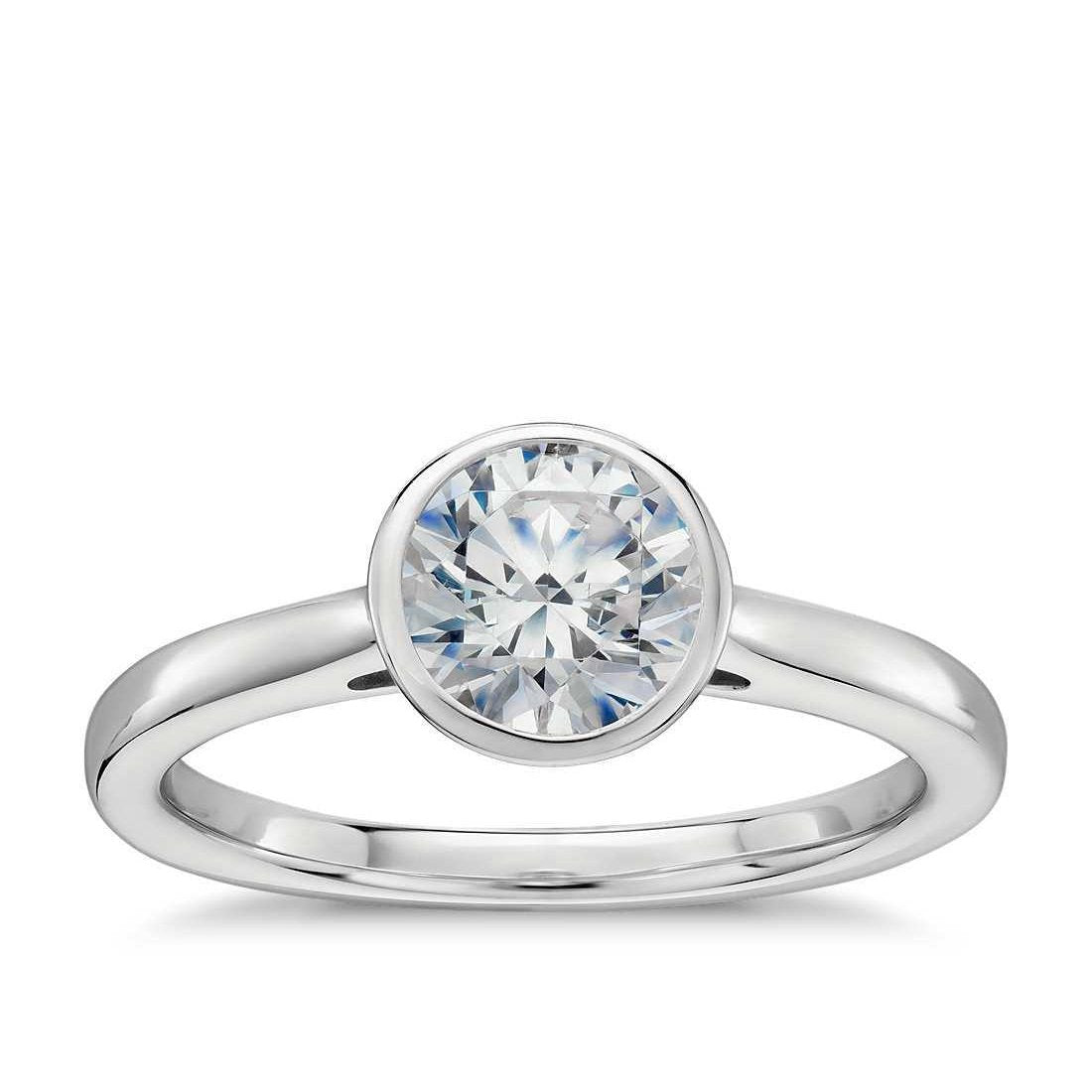 Round Bezel Set Diamond Wedding Solitaire Ring 