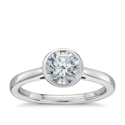 Round Bezel Set Diamond Wedding Solitaire Ring 