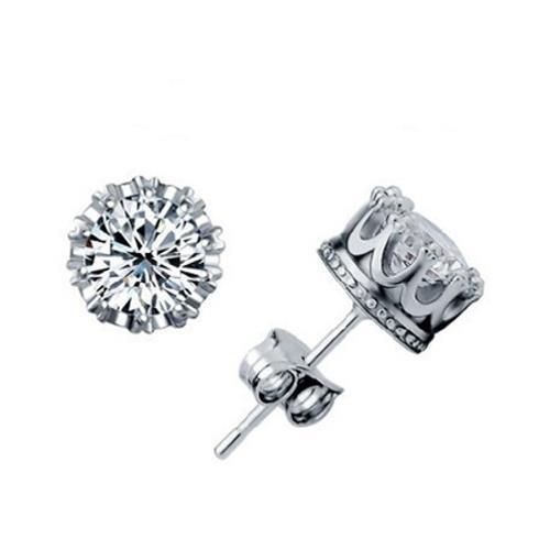 Round Brilliant Cut Lady’s White Gold Round Anniversary  Stud Earrings