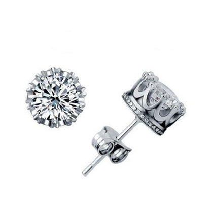 Round Brilliant Cut Lady’s White Gold Round Anniversary  Stud Earrings