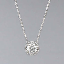 Sparkling Natural Earth Mined Diamonds Pendant Necklace 1.71 Ct Round Cut White Gold 14K