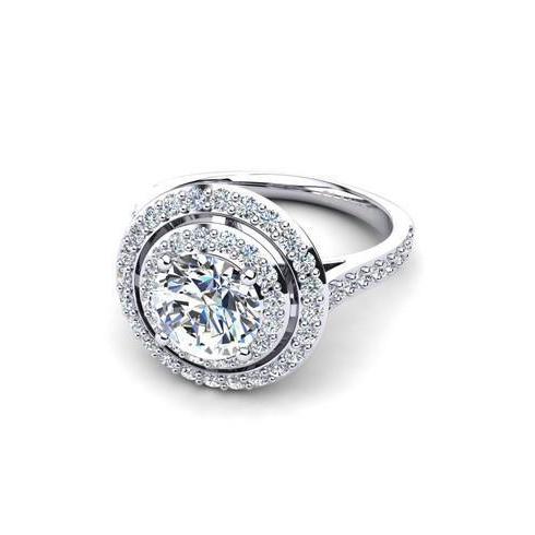 Round Brilliant Cut 2.60Ct Sparkling Diamonds Halo Ring White Gold Halo Ring