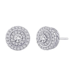 Round Brilliant Cut 1.65 Ct. Diamonds Lady Halo Studs Earrings WG 14K