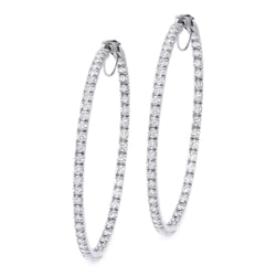 Round Brilliant Cut 3.70 Carats Diamonds Hoop Earrings Gold White
